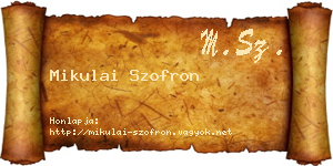Mikulai Szofron névjegykártya